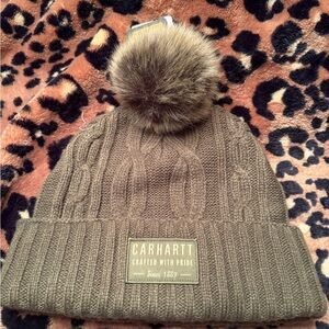 Carhartt Green Knit Beanie with Pom